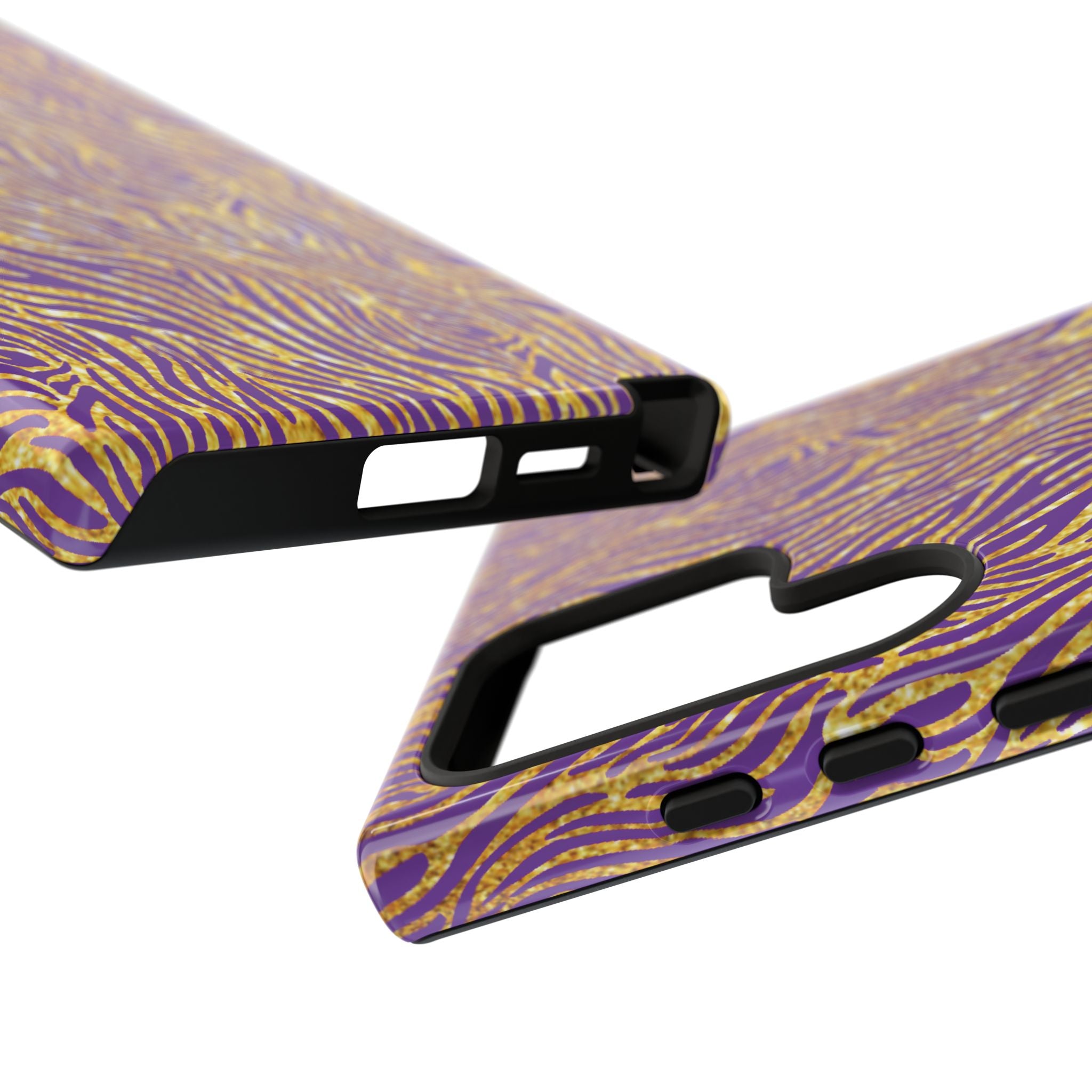 Vibrant Purple Gold Zebra Tough Phone Case iPhone, Galaxy, or Google Pixel