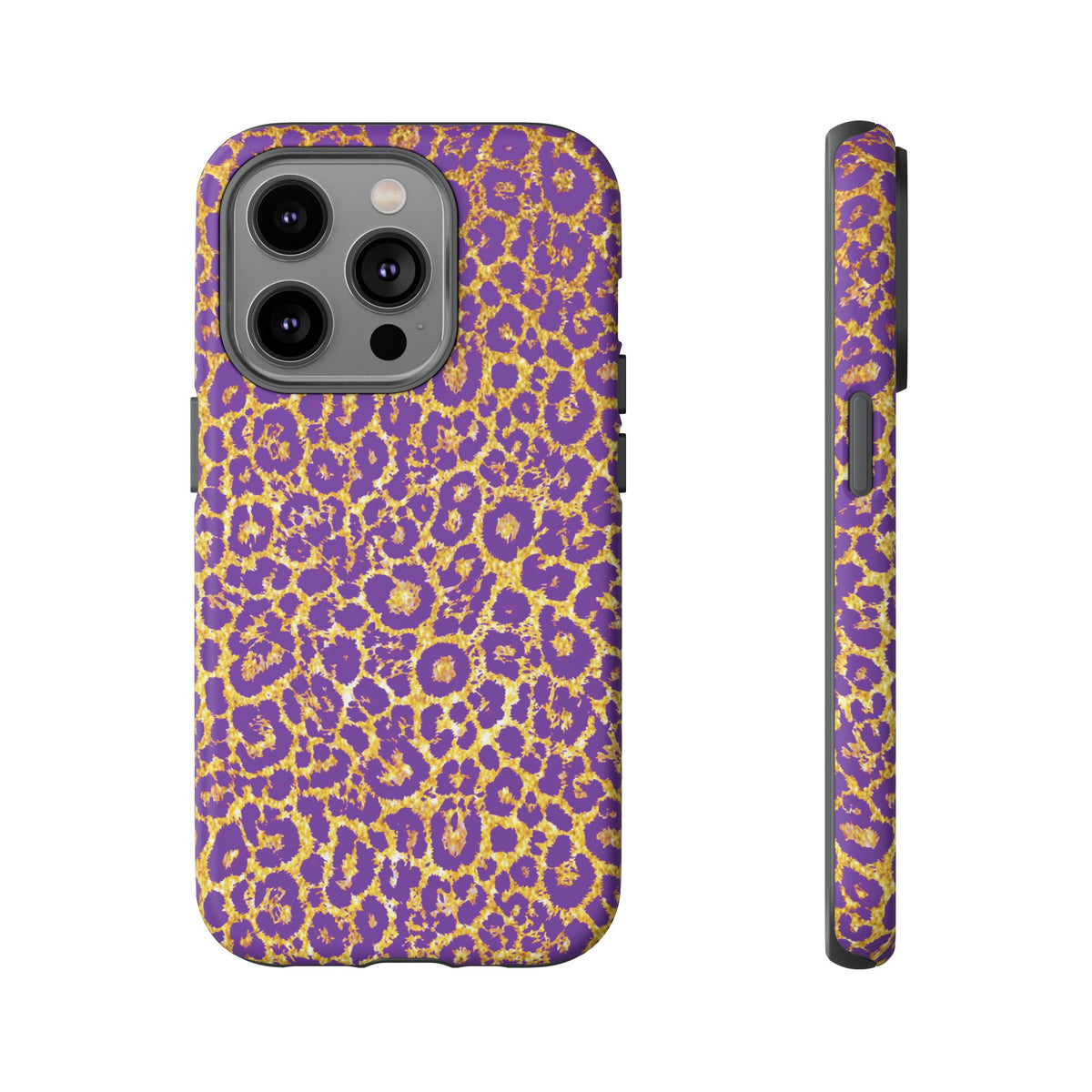 Purple Gold Leopard Tough Phone Case for iPhone, Galaxy, or Google Pixel