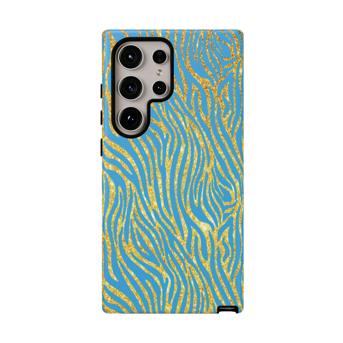 Blue Gold Zebra Tough Case for iPhone, Galaxy, or Google Pixel