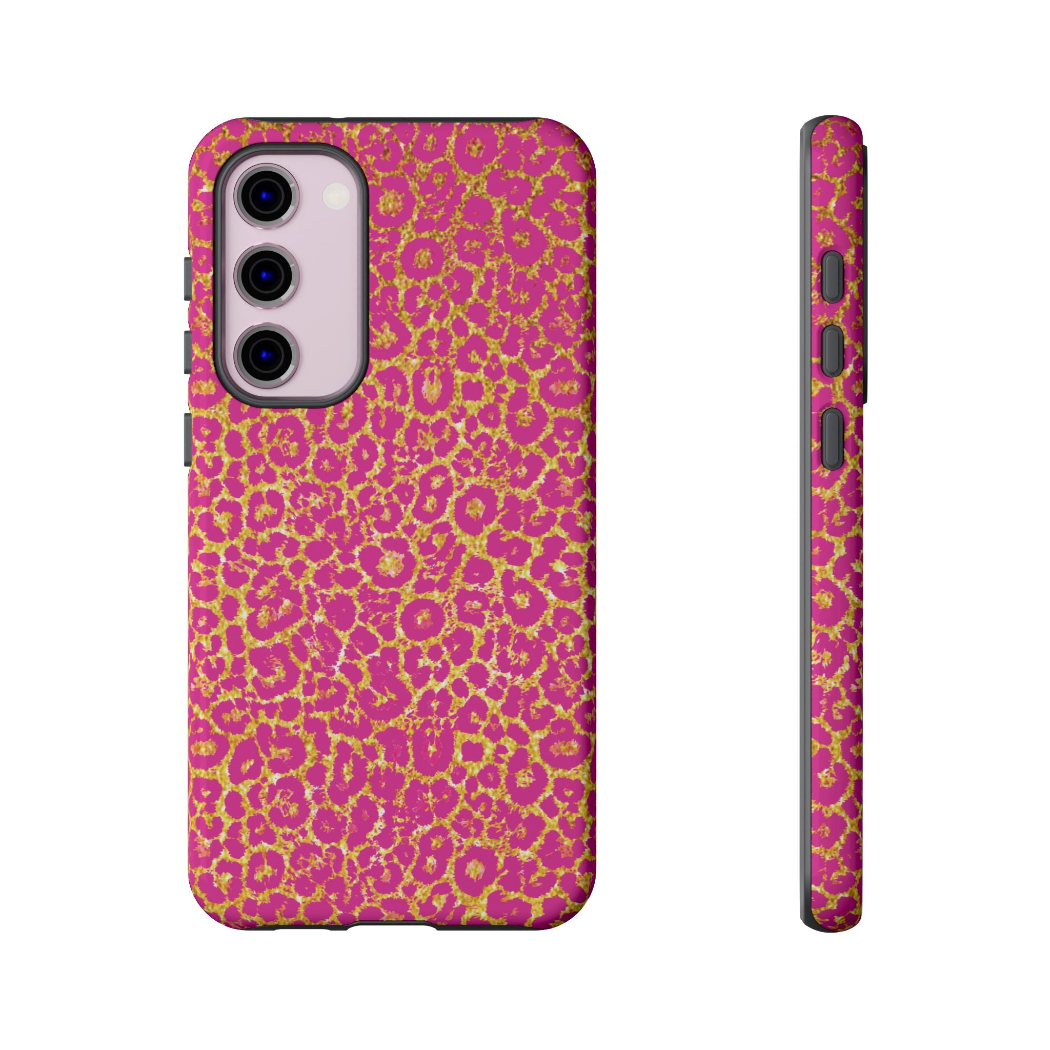 Pink Gold Leopard Tough Case for iPhone, Galaxy, or Google Pixel