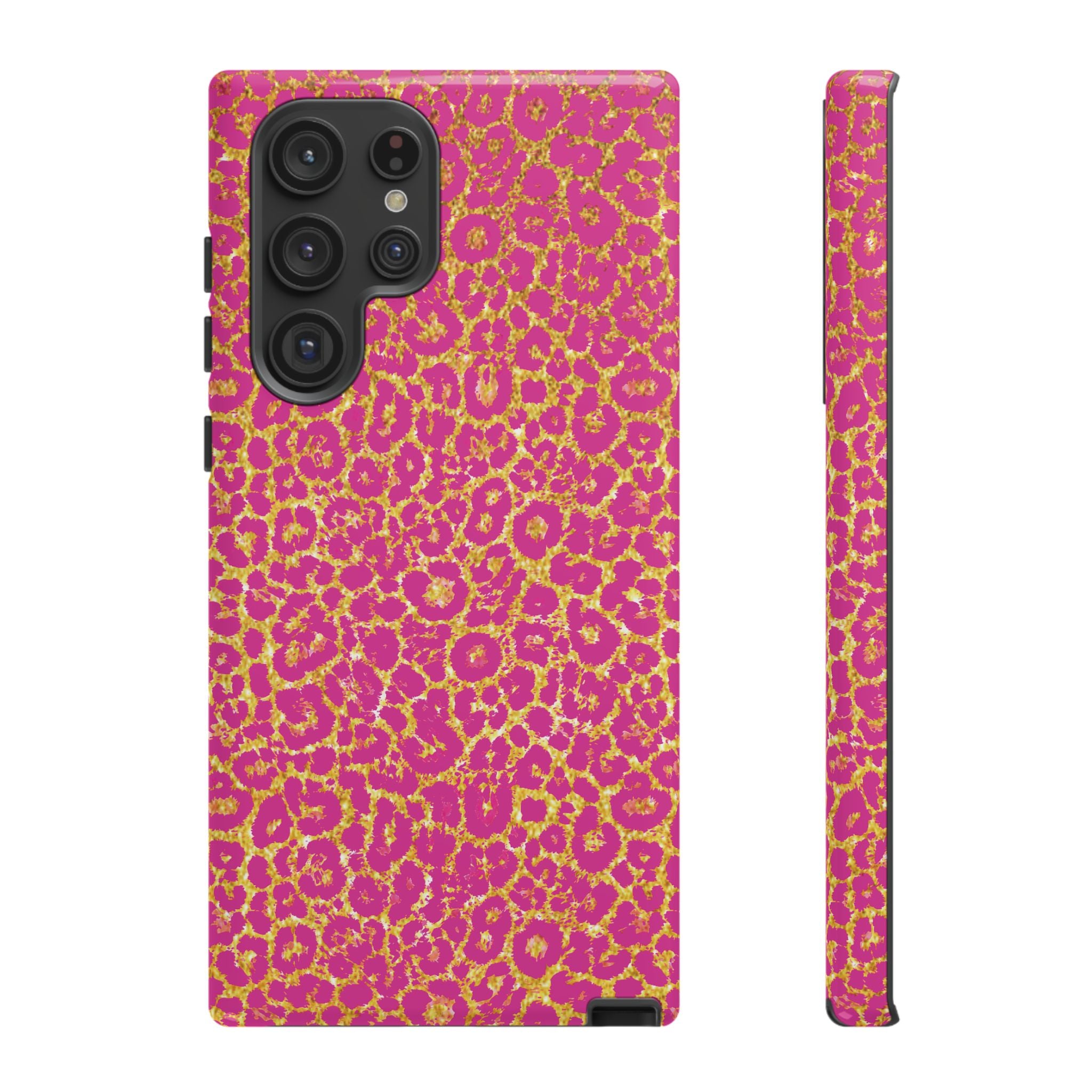Pink Gold Leopard Tough Case for iPhone, Galaxy, or Google Pixel