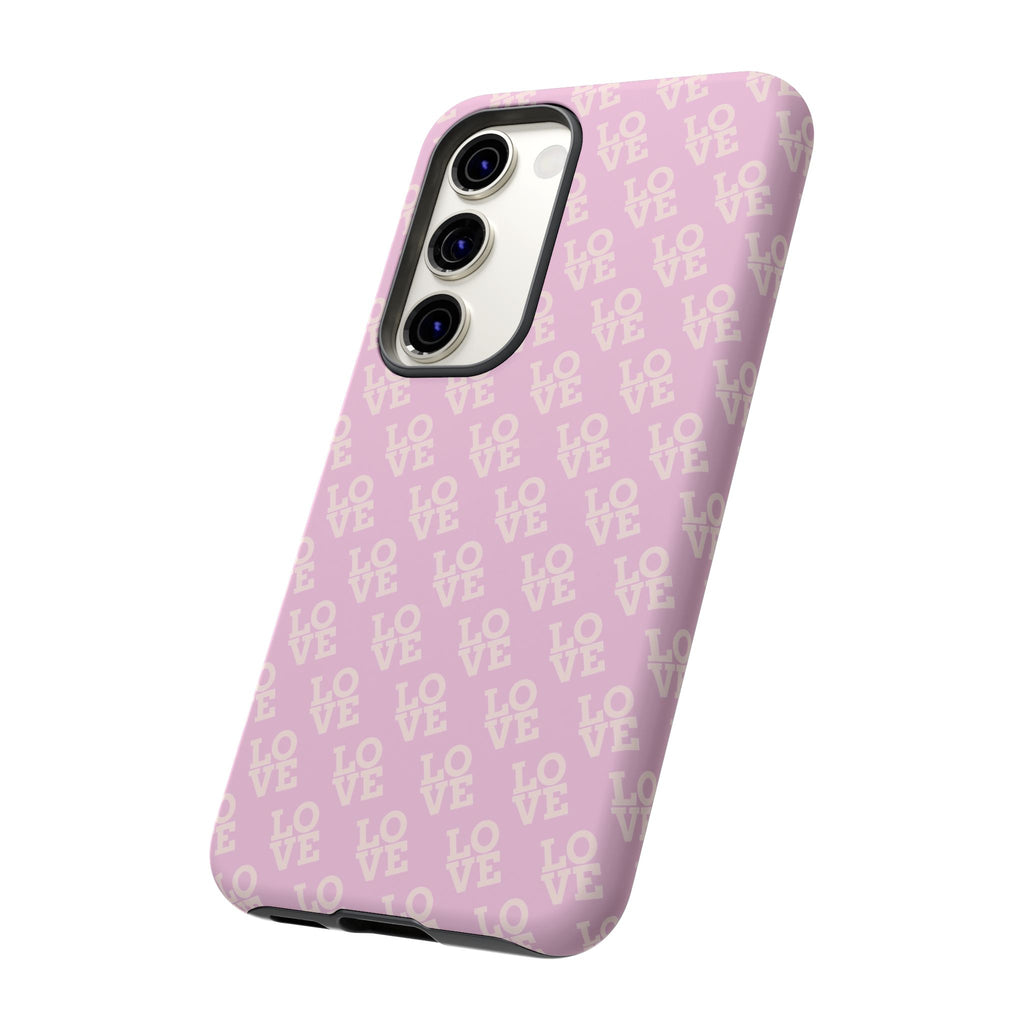 LOVE Pink Tough Phone Case for iPhone, Galaxy, or Google Pixel