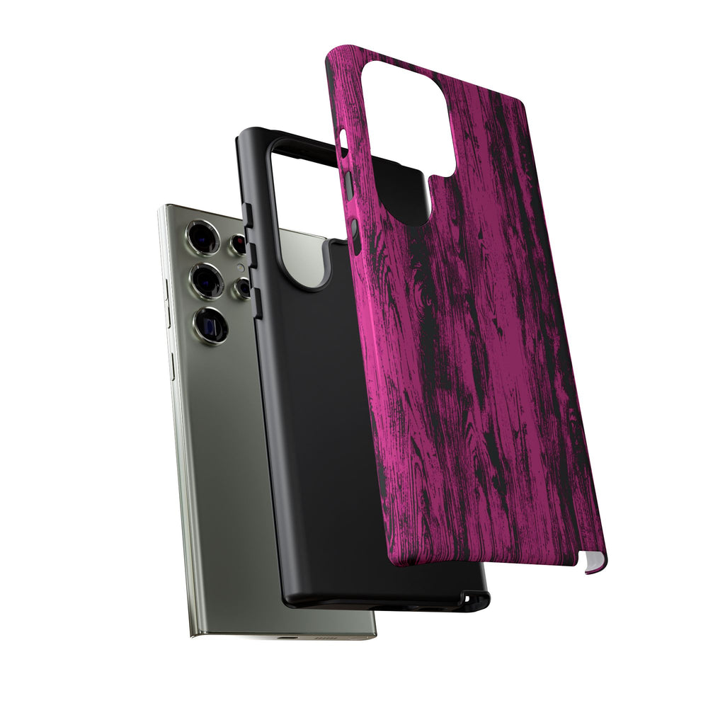Hot Pink wood print Design Tough Phone Case for iPhone, Galaxy, or Google Pixel