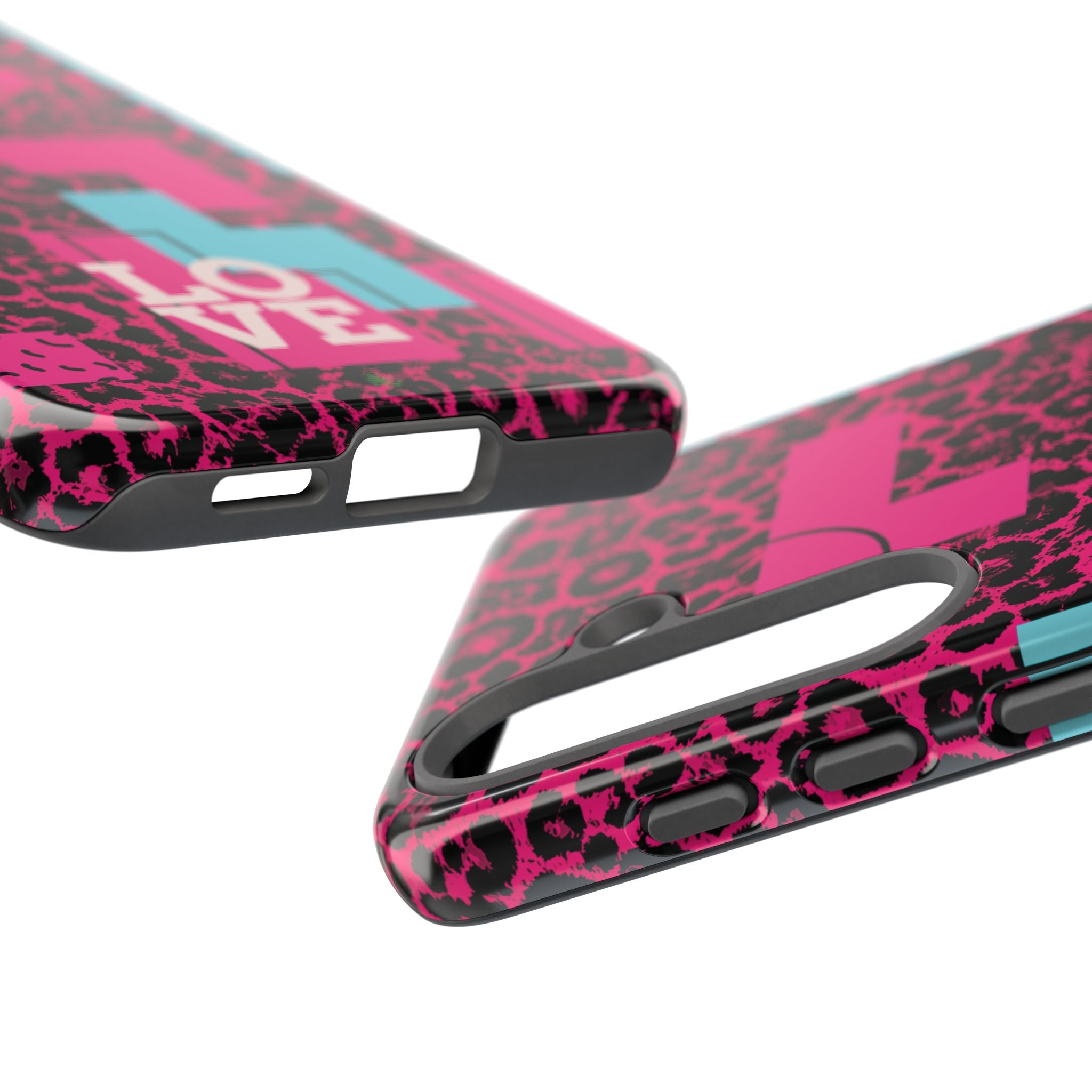 Pink Love Retro Blocks Leopard RG Tough Phone Case for iPhone, Galaxy, or Google Pixel
