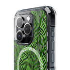 Neon Green Zebra Magnetic iPhone 14, 15, 16 Series Clear Impact Cases
