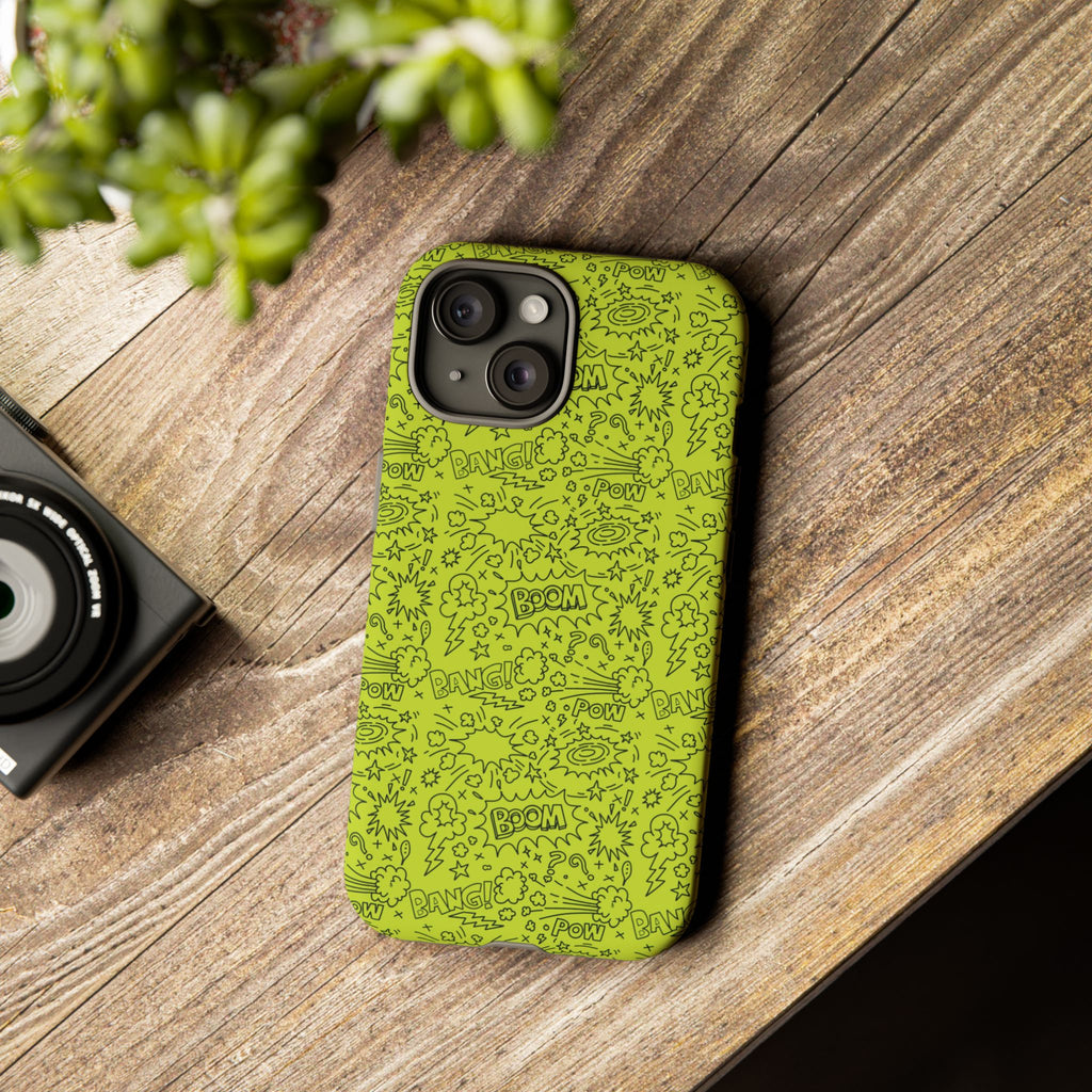 Neon Lime Wow Tough Case for iPhone, Galaxy, or Google Pixel
