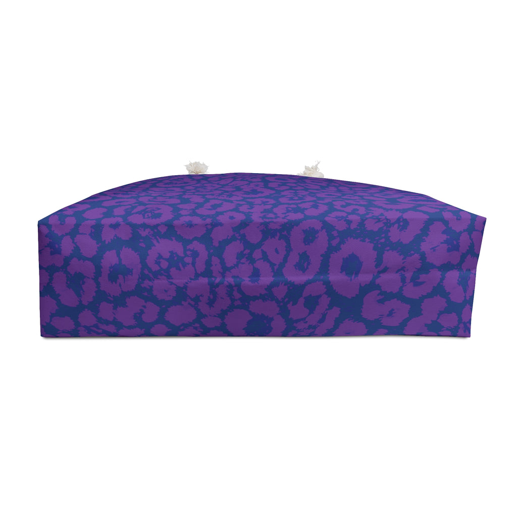 Purple Blue Leopard Eco Friendly Weekender Bag, Travel Tote, Beach Bag