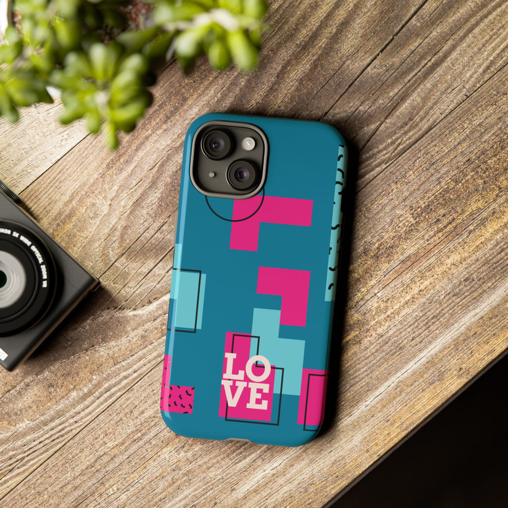 LOVE Teal Green Tough Phone Case for iPhone, Galaxy, or Google Pixel