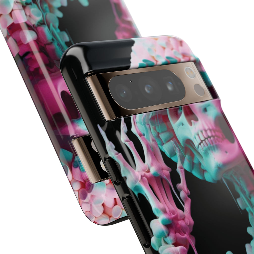 Neon Pink Skeleton (Black) Tough Phone Case for iPhone, Galaxy, or Google Pixel