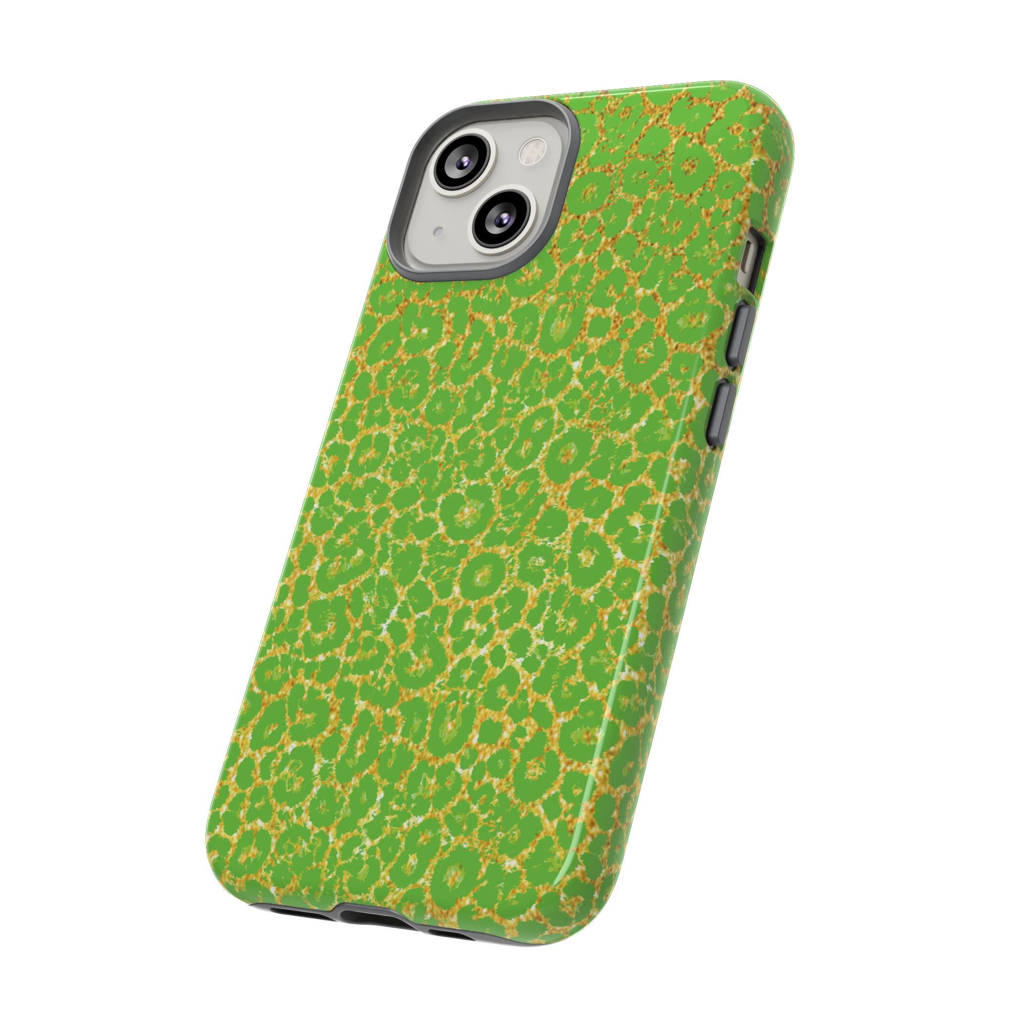 Neon Green Gold Leopard Tough Phone Case iPhone, Galaxy, or Google Pixel