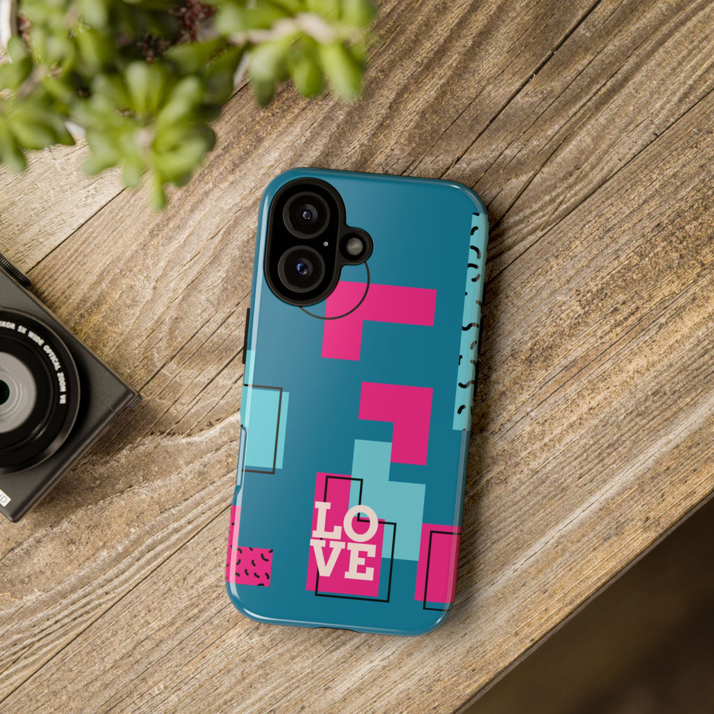 LOVE Teal Green Tough Phone Case for iPhone, Galaxy, or Google Pixel
