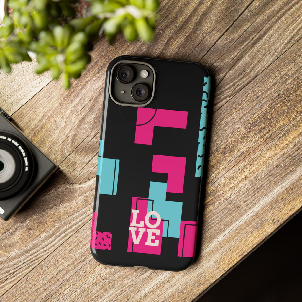 Retro Blocks LOVE Tough Case for iPhone, Galaxy or Google Pixel