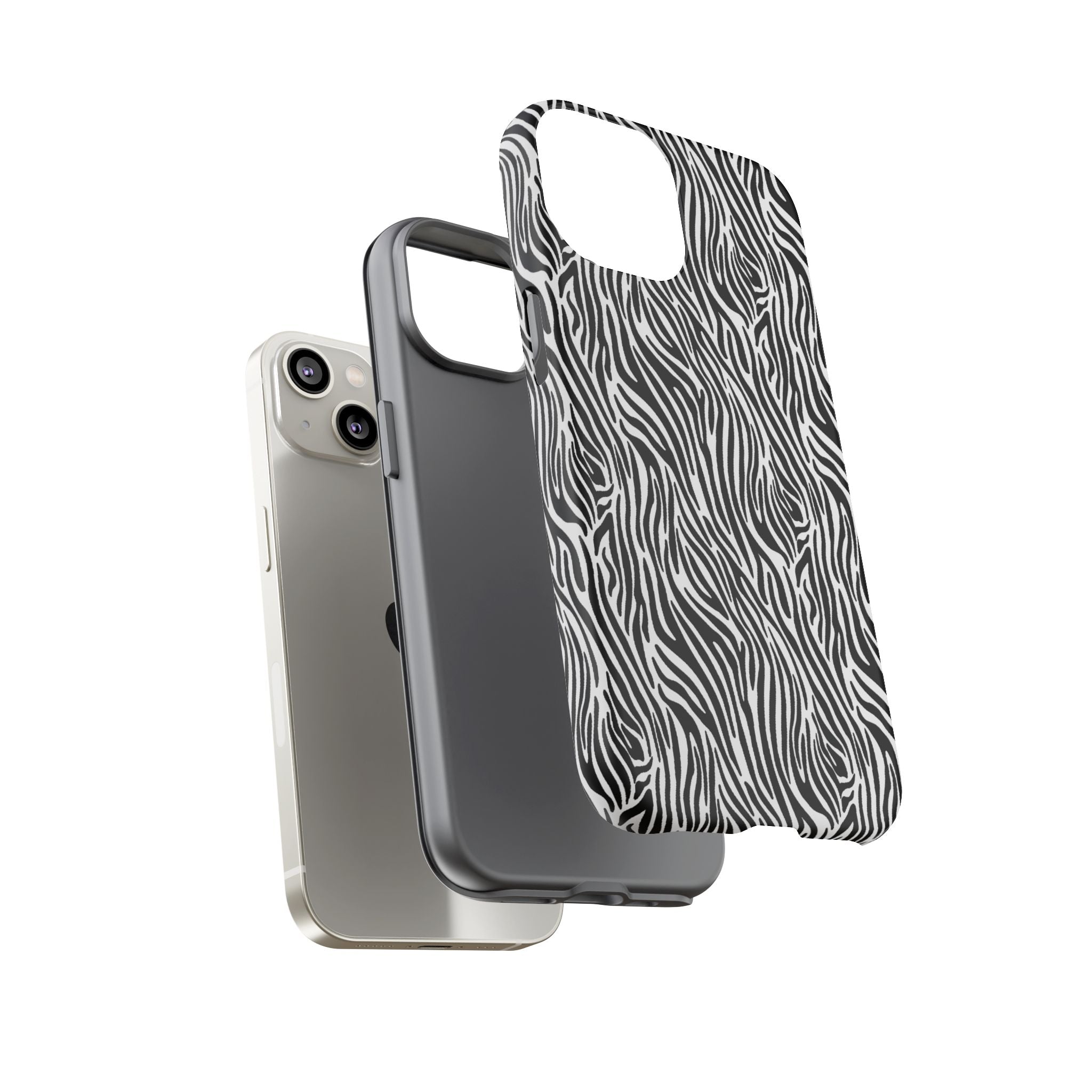 Black and White Zebra Print Tough Case iPhone, Galaxy and Google Pixel