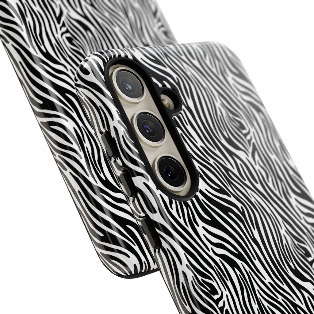 Black and White Zebra Print Tough Case iPhone, Galaxy and Google Pixel