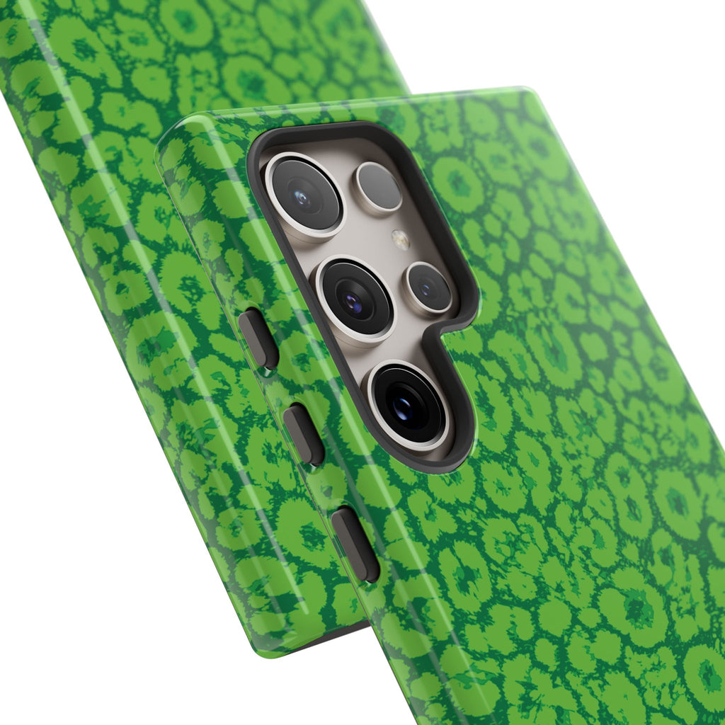 Neon Green Leopard Tough Phone Case for iPhone, Galaxy, or Google Pixel