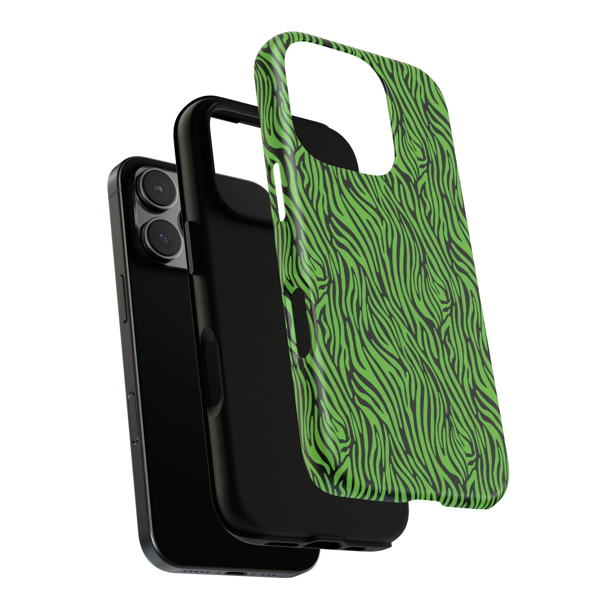 Neon Green Zebra Tough Phone Case iPhone, Galaxy, or Google Pixel
