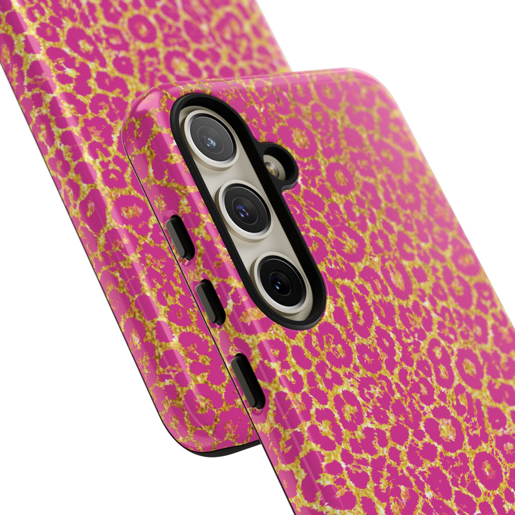 Pink Gold Leopard Tough Case for iPhone, Galaxy, or Google Pixel