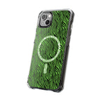 Neon Green Zebra Magnetic iPhone 14, 15, 16 Series Clear Impact Cases