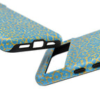 Blue Gold Leopard Tough Phone Case for iPhone, Galaxy, or Google Pixel