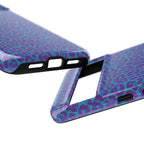 Leopard Printed Purple Blue Tough Phone Case for iPhone, Galaxy, or Google Pixel