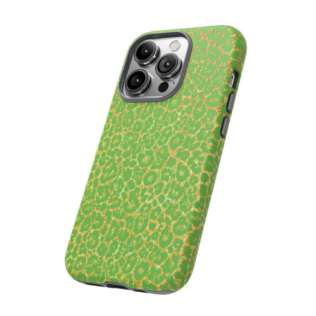 Neon Green Gold Leopard Tough Phone Case iPhone, Galaxy, or Google Pixel