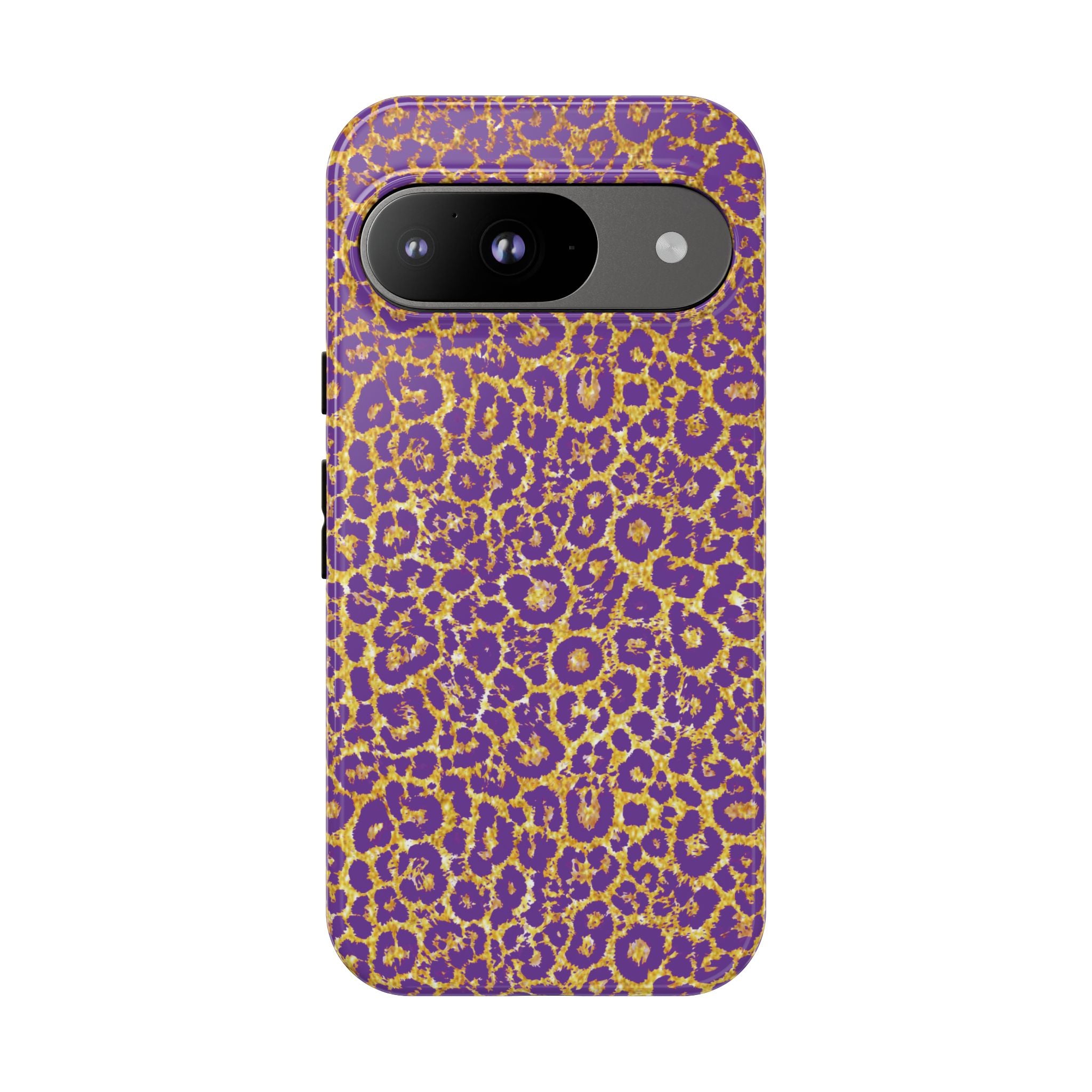 Purple Gold Leopard Tough Phone Case for iPhone, Galaxy, or Google Pixel