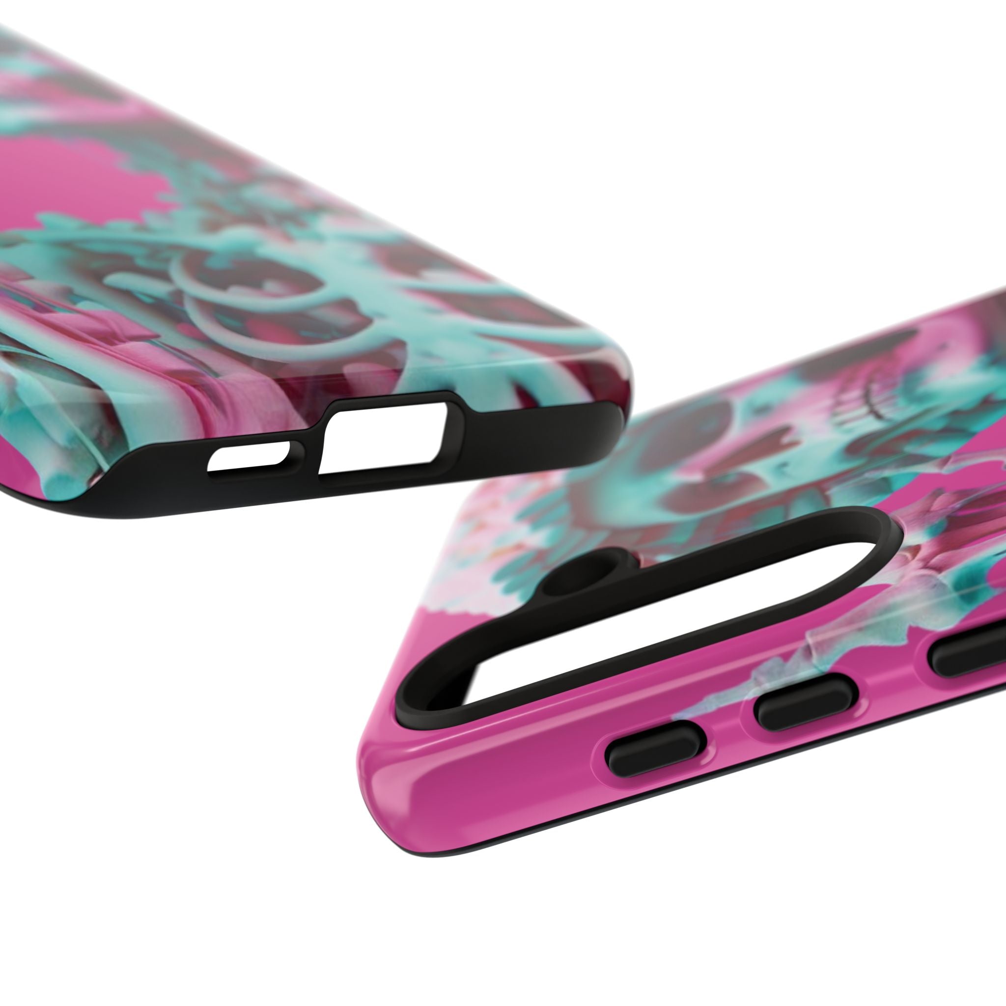 Neon Pink Skeleton Tough Phone Case for iPhone, Galaxy and Google Pixel