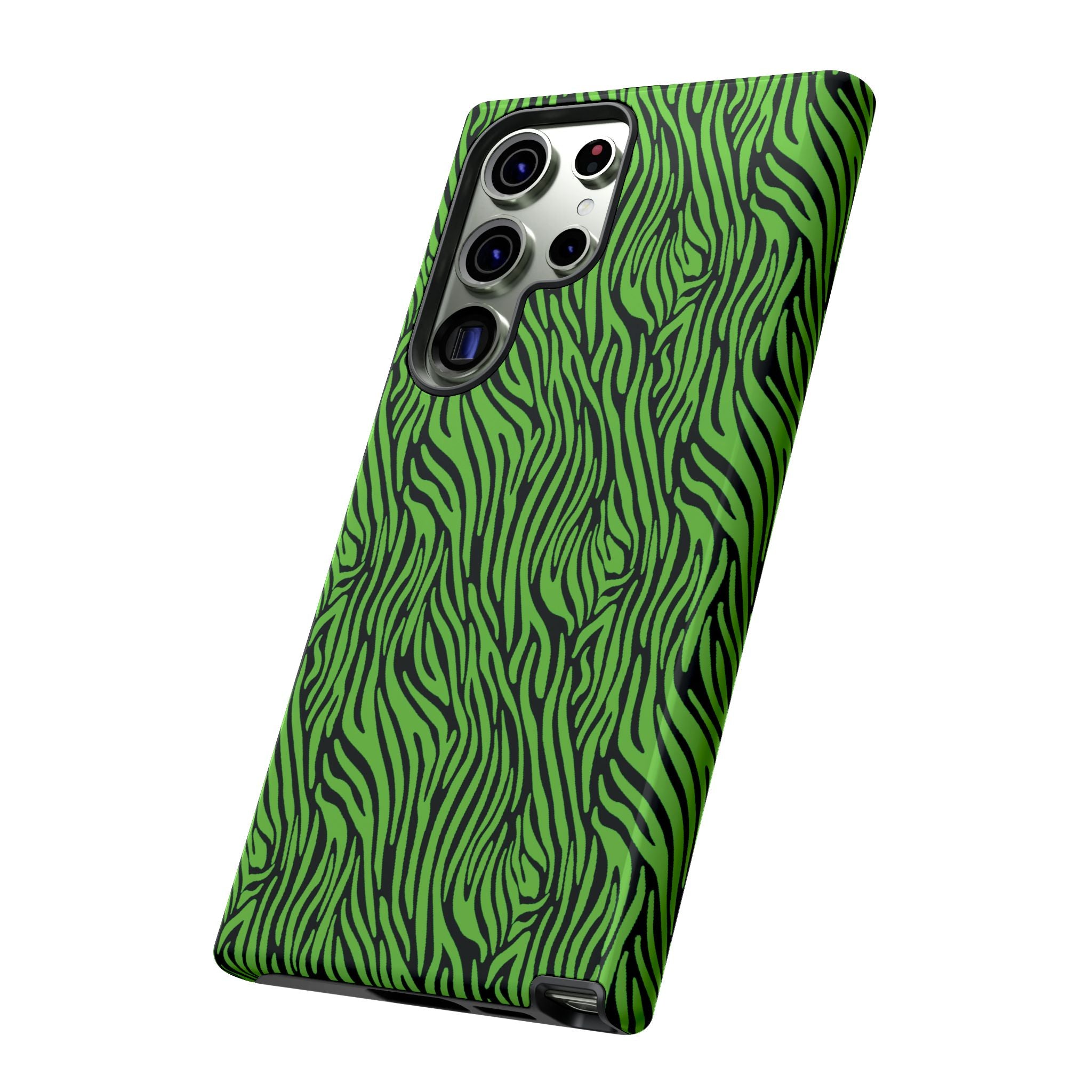 Neon Green Zebra Tough Phone Case iPhone, Galaxy, or Google Pixel