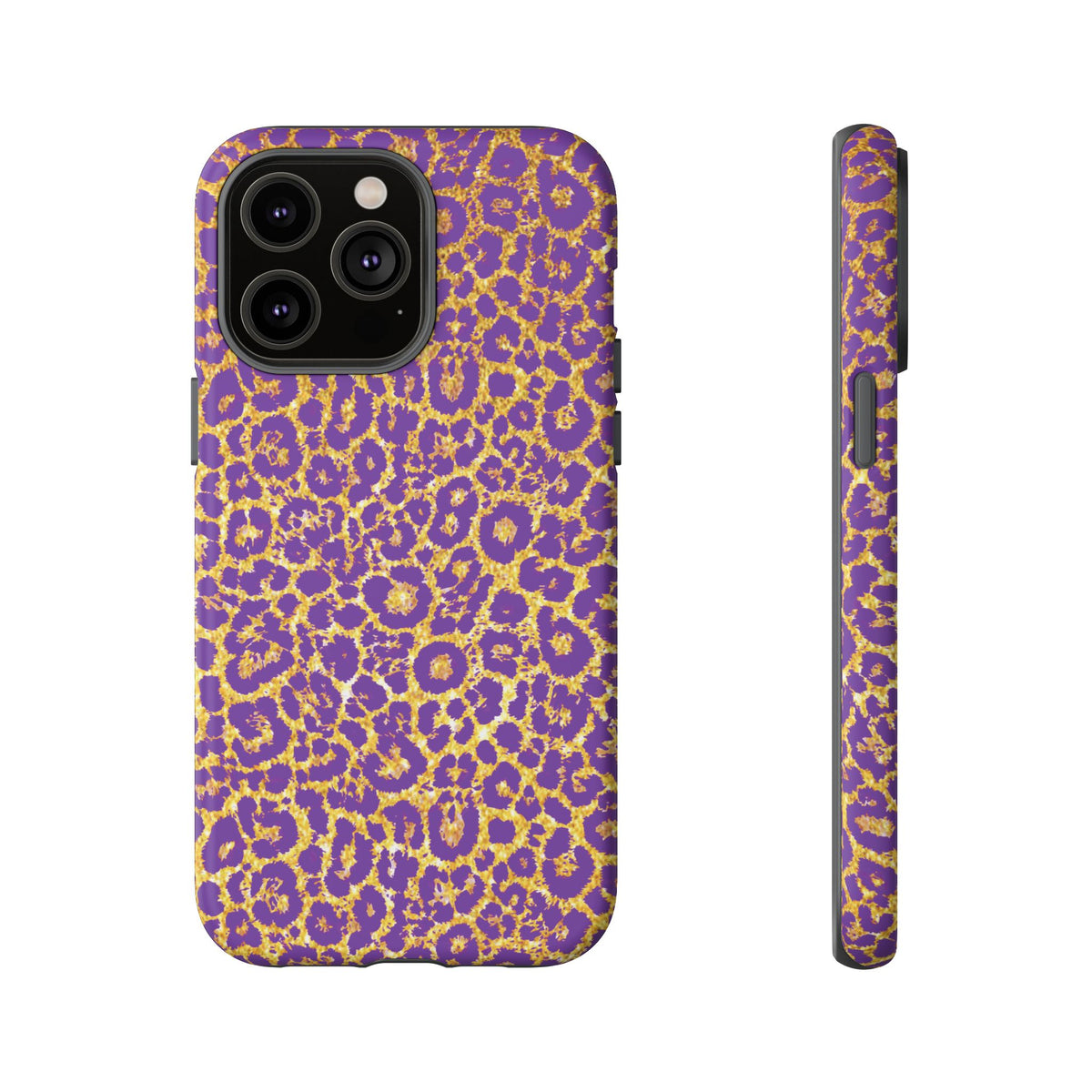 Purple Gold Leopard Tough Phone Case for iPhone, Galaxy, or Google Pixel