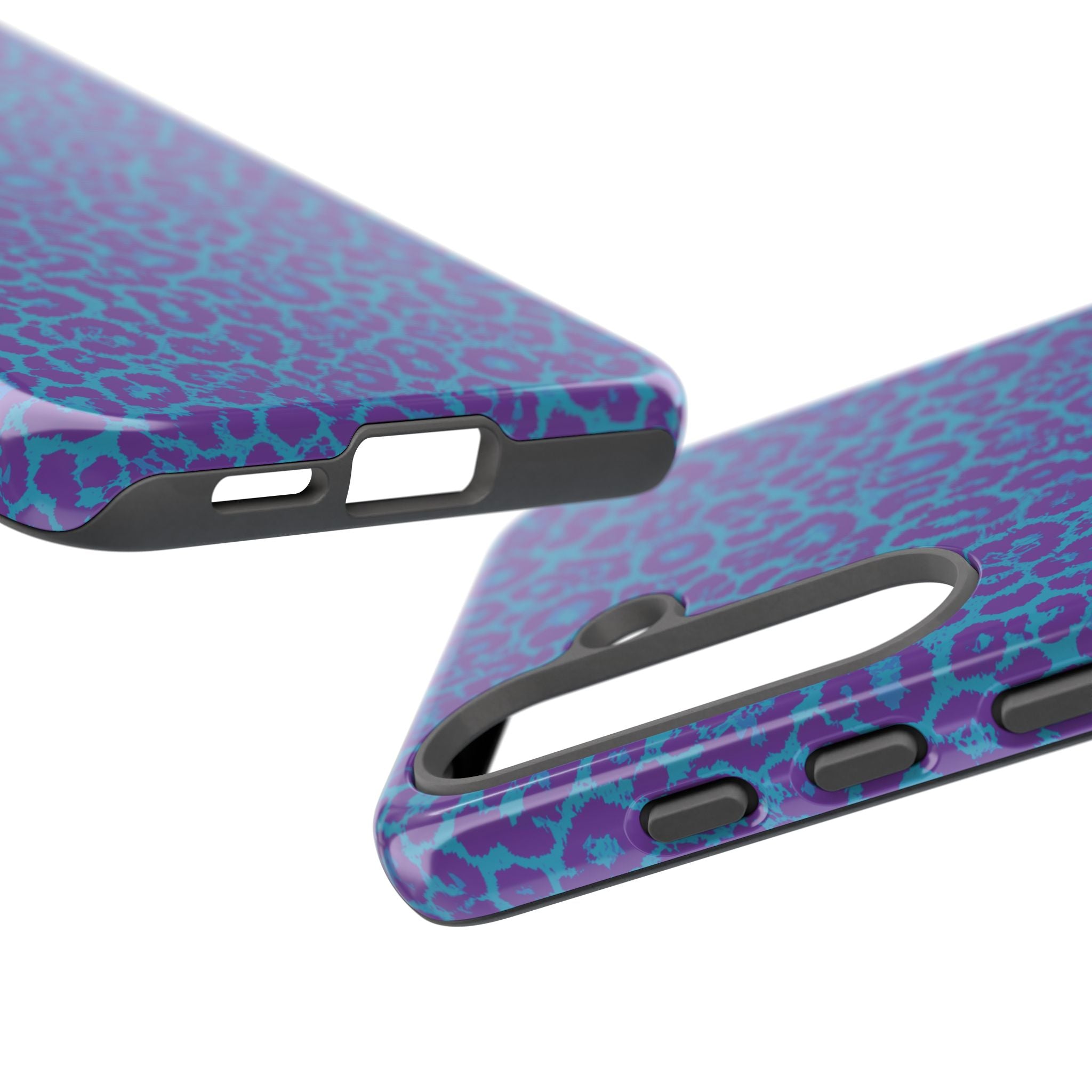 Leopard Printed Purple Blue Tough Phone Case for iPhone, Galaxy, or Google Pixel
