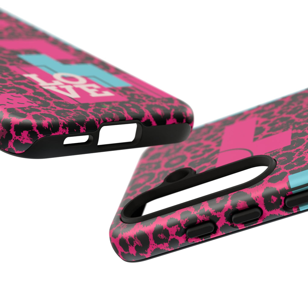 Pink Love Retro Blocks Leopard RG Tough Phone Case for iPhone, Galaxy, or Google Pixel