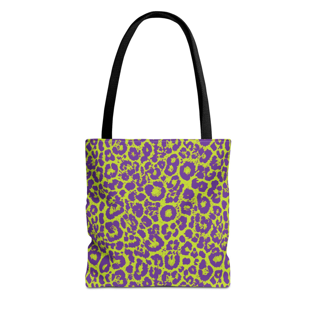 Purple Neon Lime Leopard Tote Bags