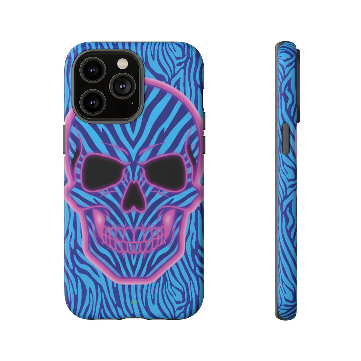 Neon Zebra Skull Tough Phone Case for iPhone, Galaxy, or Google Pixel
