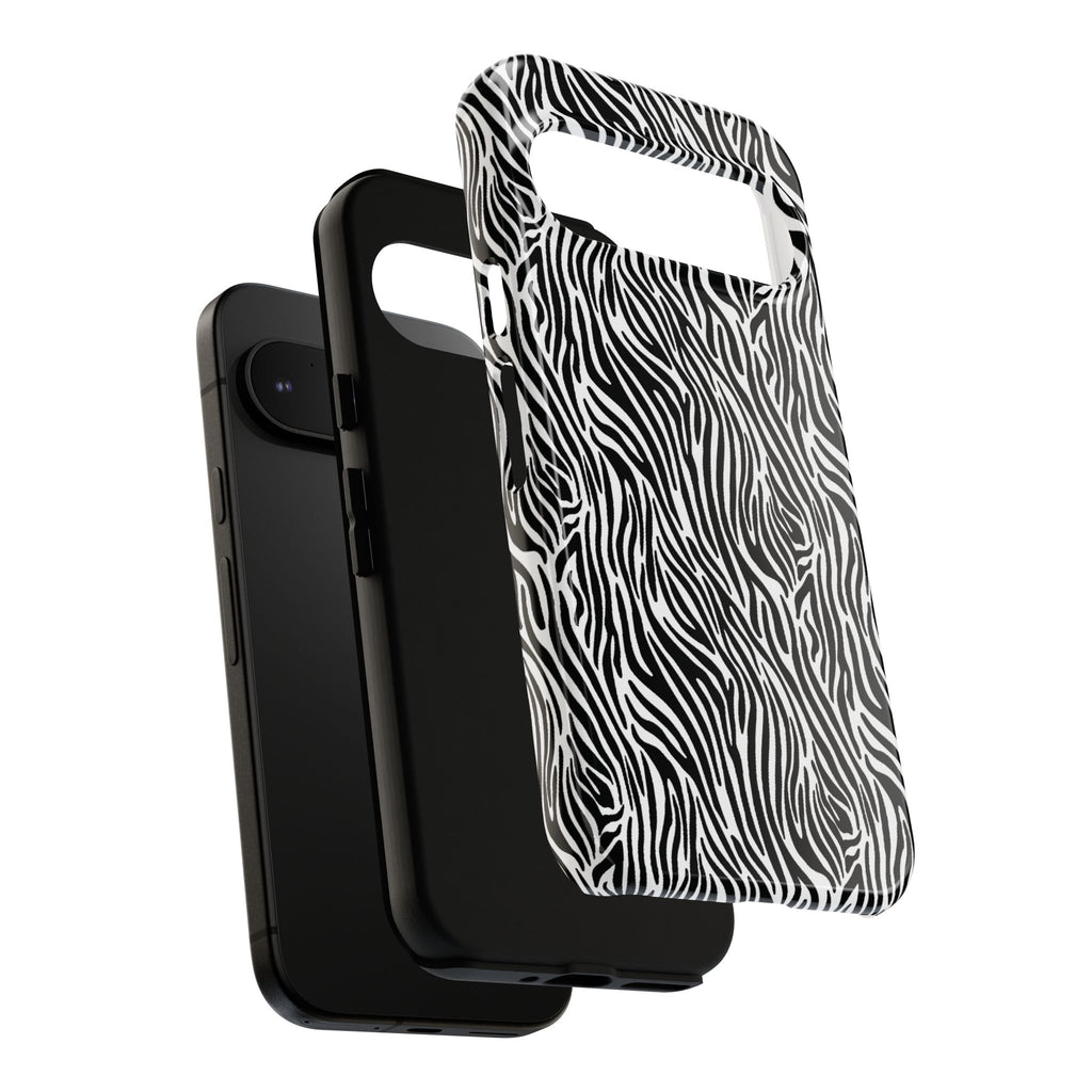 Black and White Zebra Print Tough Case iPhone, Galaxy and Google Pixel