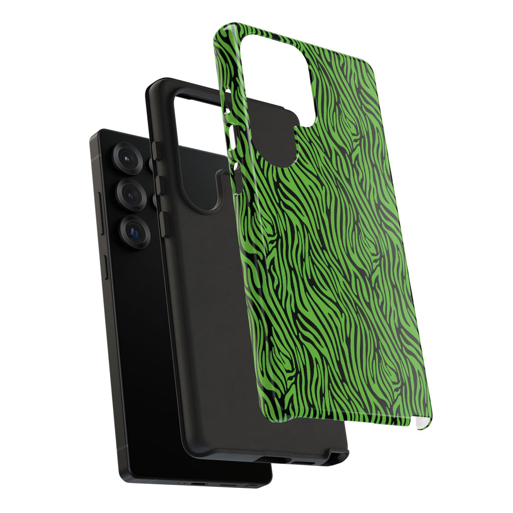 Neon Green Zebra Tough Phone Case iPhone, Galaxy, or Google Pixel
