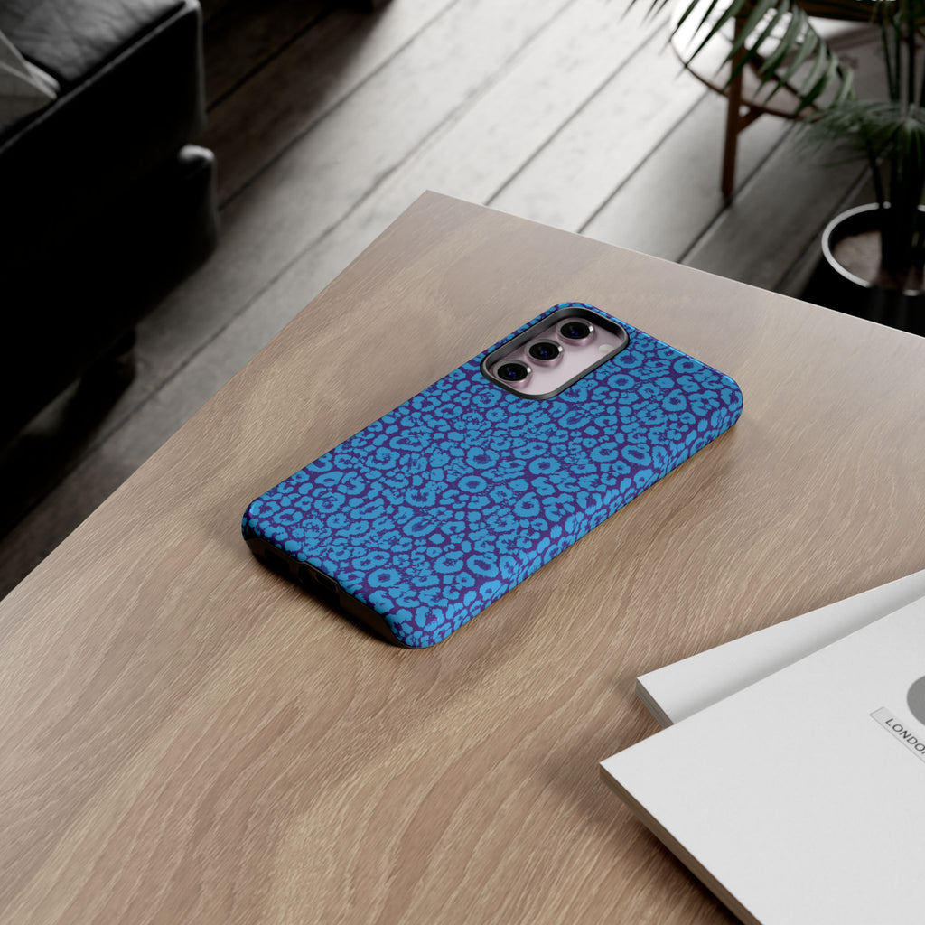 Blue Purple Leopard Tough Phone Case iPhone, Galaxy, or Google Pixel