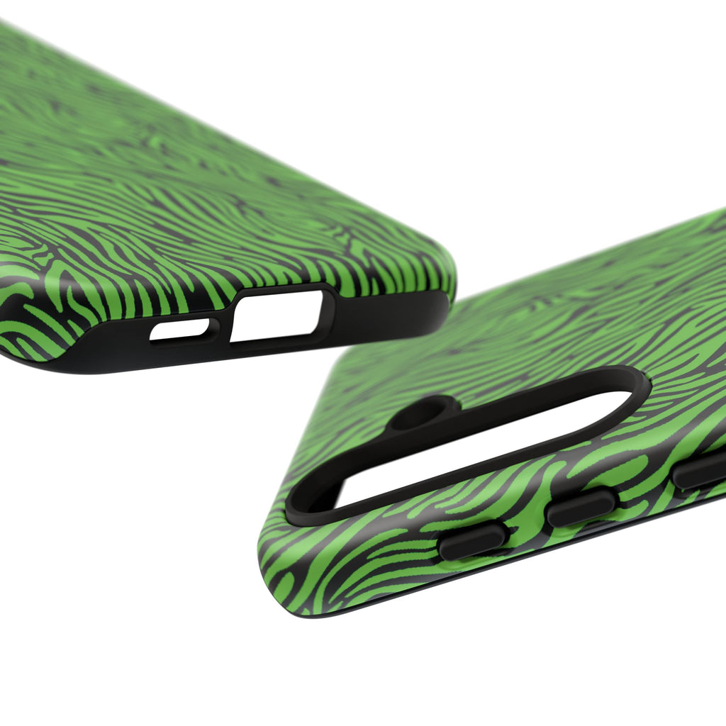 Neon Green Zebra Tough Phone Case iPhone, Galaxy, or Google Pixel