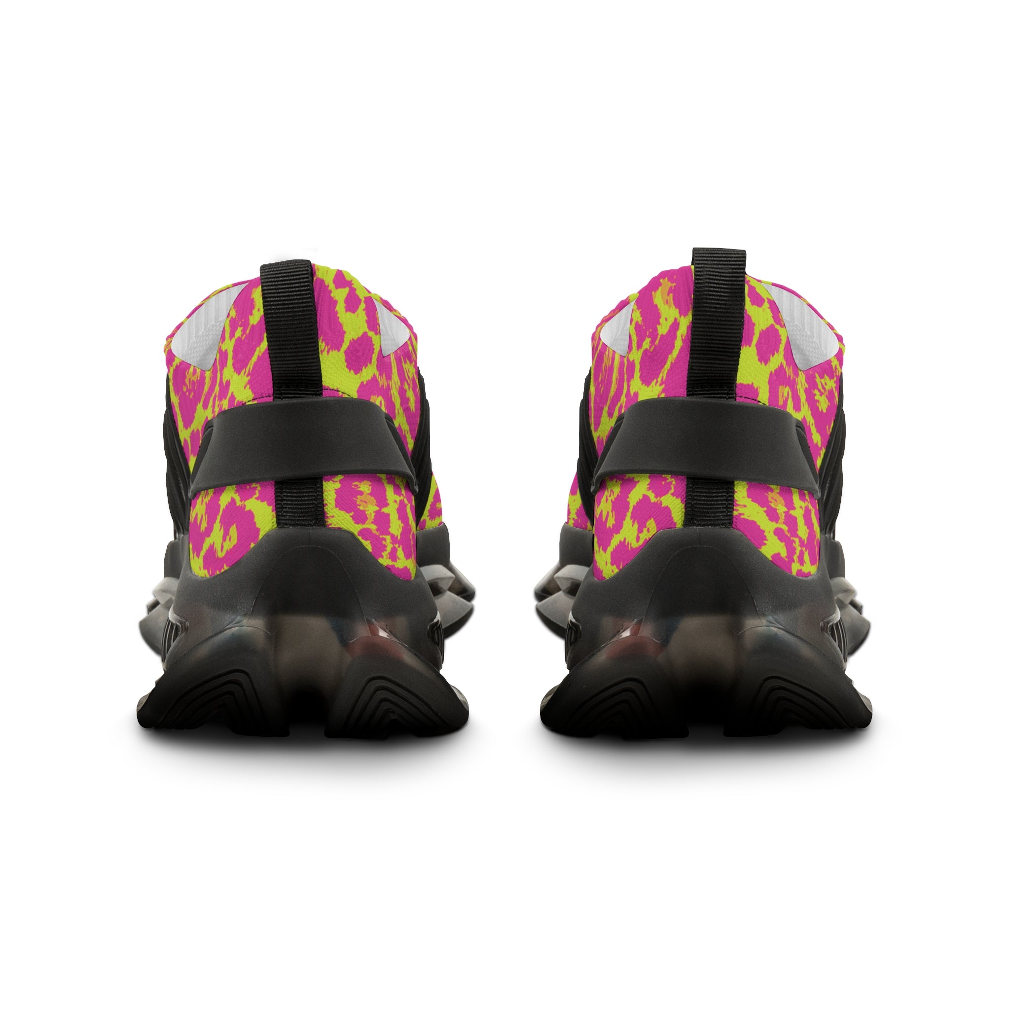 Neon Pink Lime Leopard Men's Mesh Sneakers