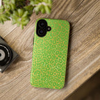 Neon Green Gold Leopard Tough Phone Case iPhone, Galaxy, or Google Pixel