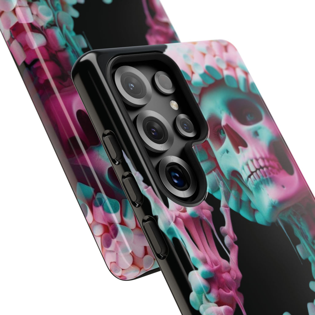Neon Pink Skeleton (Black) Tough Phone Case for iPhone, Galaxy, or Google Pixel