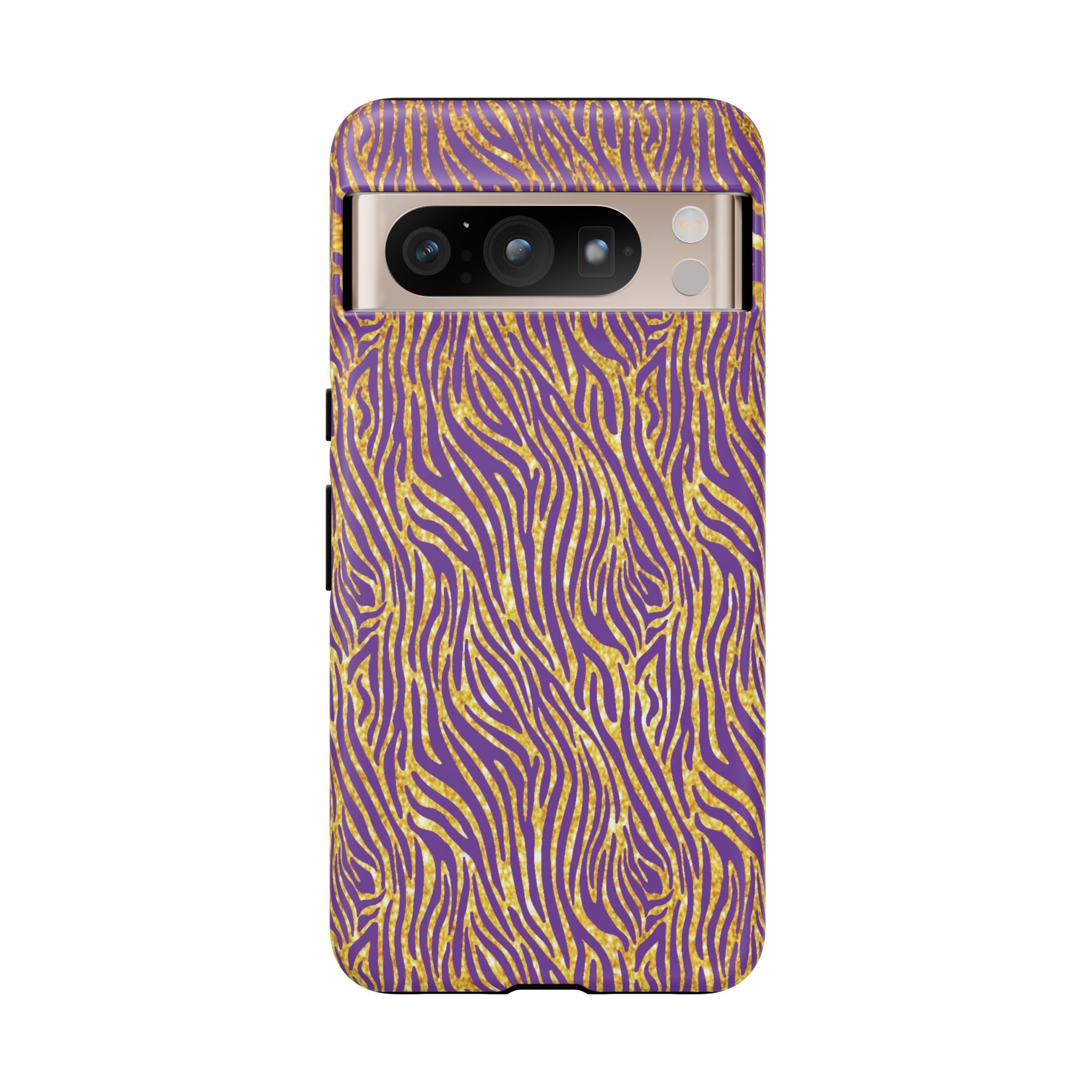 Vibrant Purple Gold Zebra Tough Phone Case iPhone, Galaxy, or Google Pixel