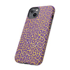 Purple Gold Leopard Tough Phone Case for iPhone, Galaxy, or Google Pixel