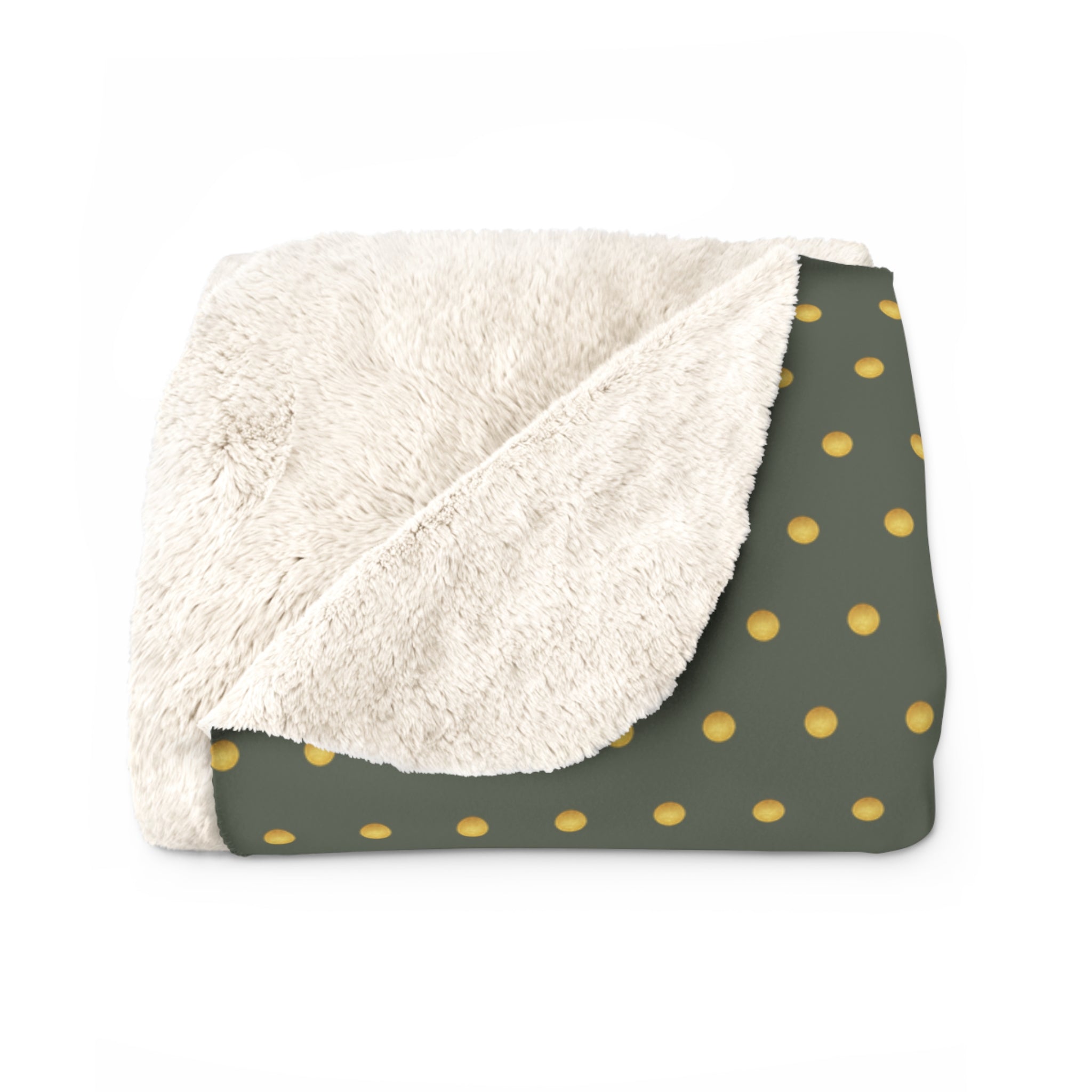 Gold Polka Dots Sherpa Fleece Blanket - Cozy Home Decor