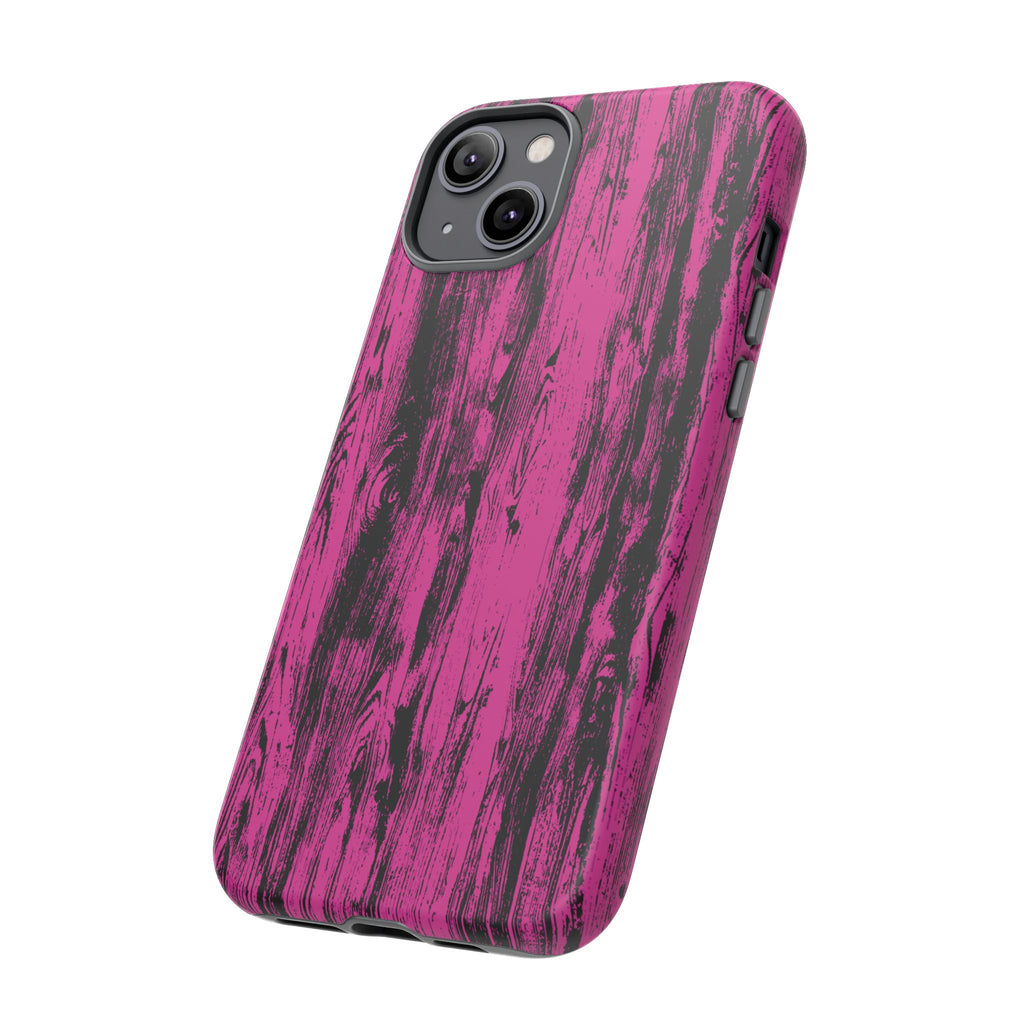 Hot Pink wood print Design Tough Phone Case for iPhone, Galaxy, or Google Pixel