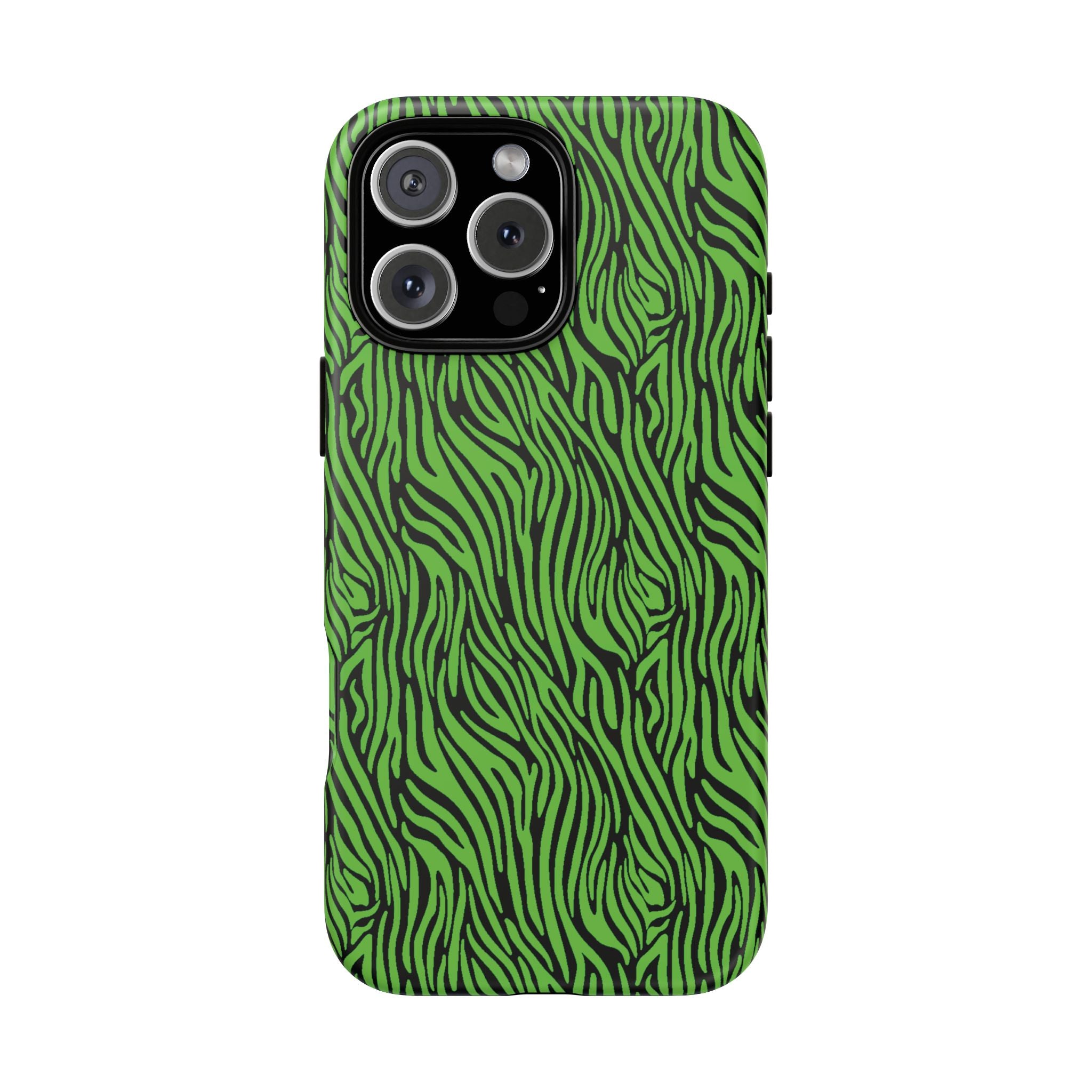 Neon Green Zebra Tough Phone Case iPhone, Galaxy, or Google Pixel