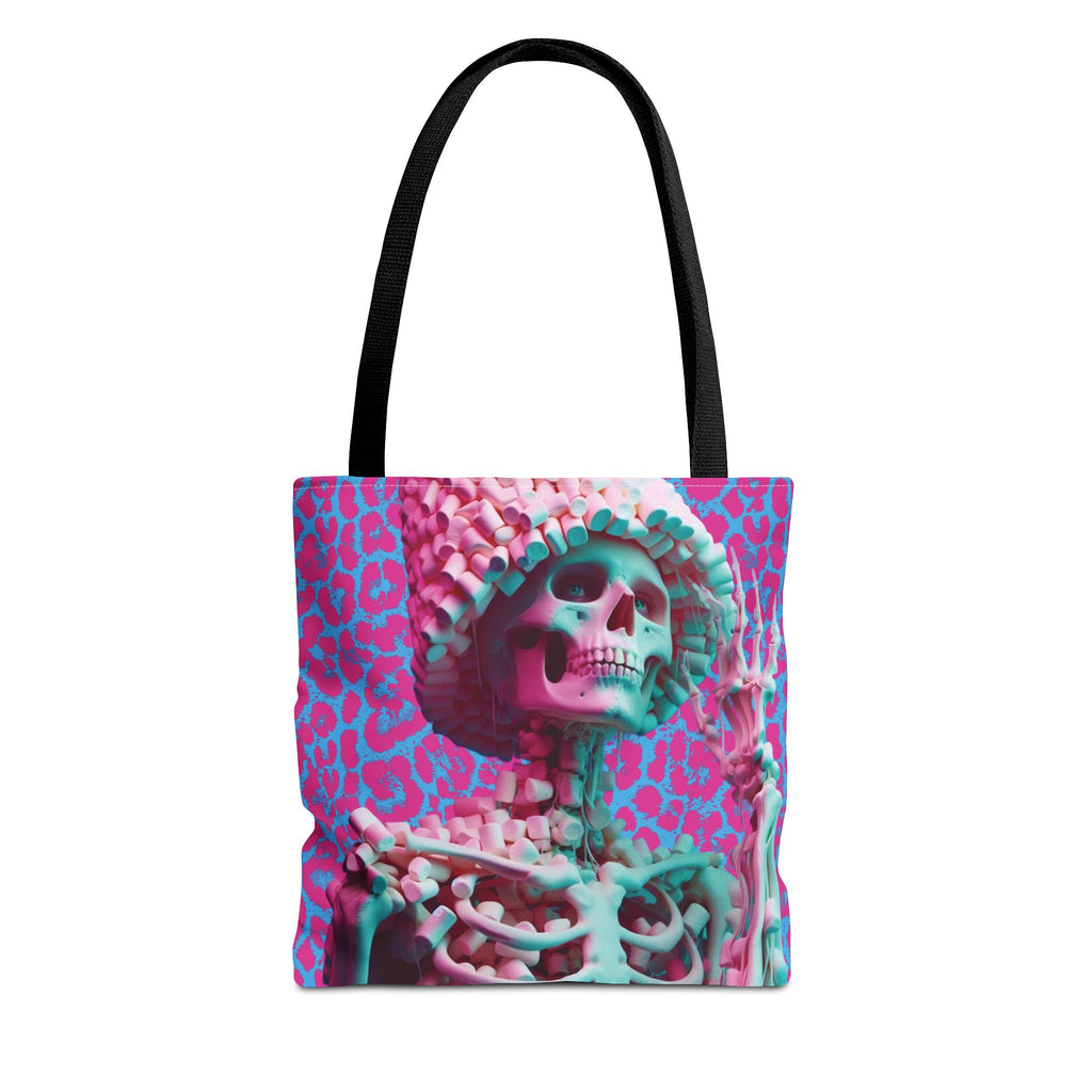 Skeleton Neon Pink Leopard Blue Tote Bag