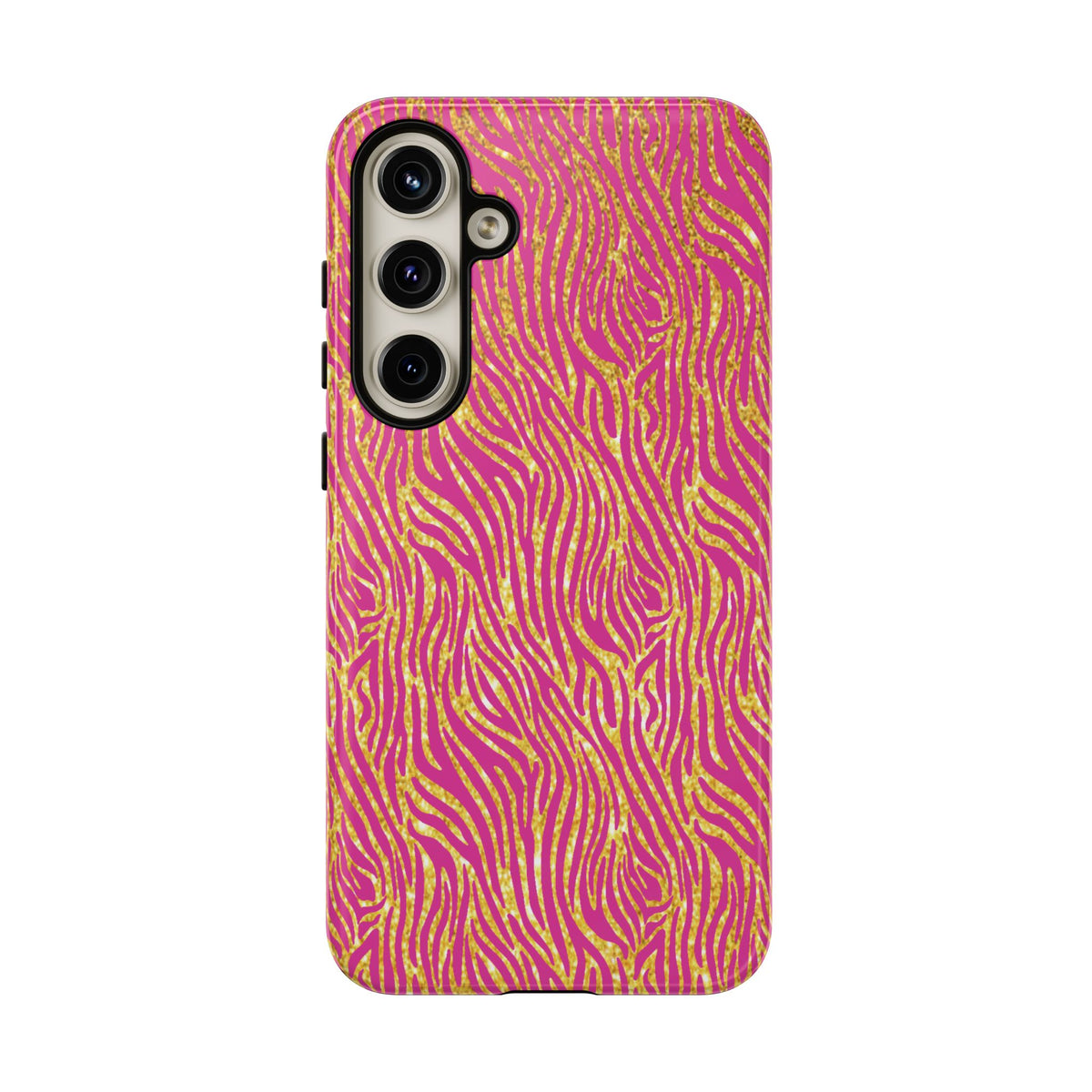 Pink Gold Zebra Print Tough Case for iPhone, Galaxy, or Google Pixel