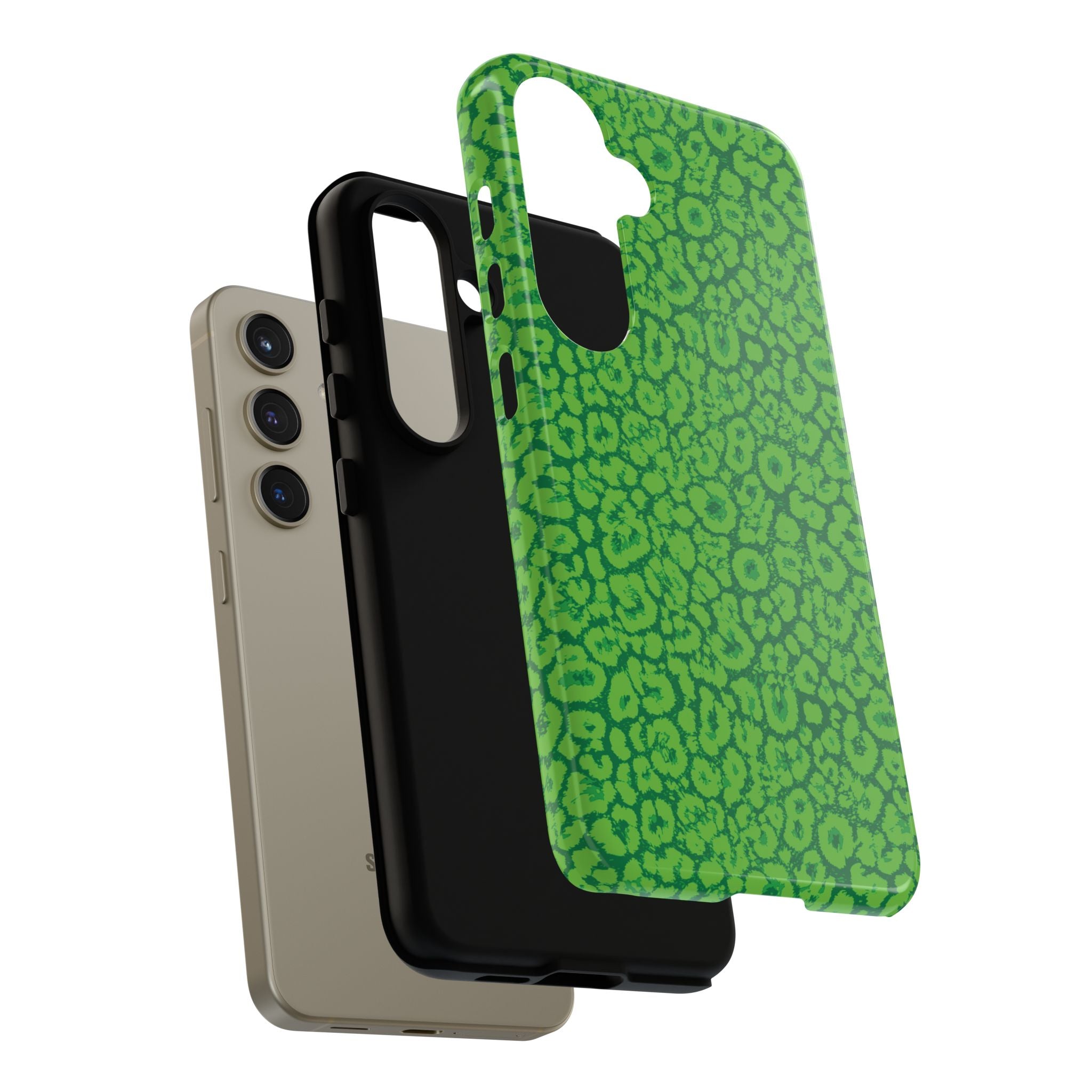 Neon Green Leopard Tough Phone Case for iPhone, Galaxy, or Google Pixel