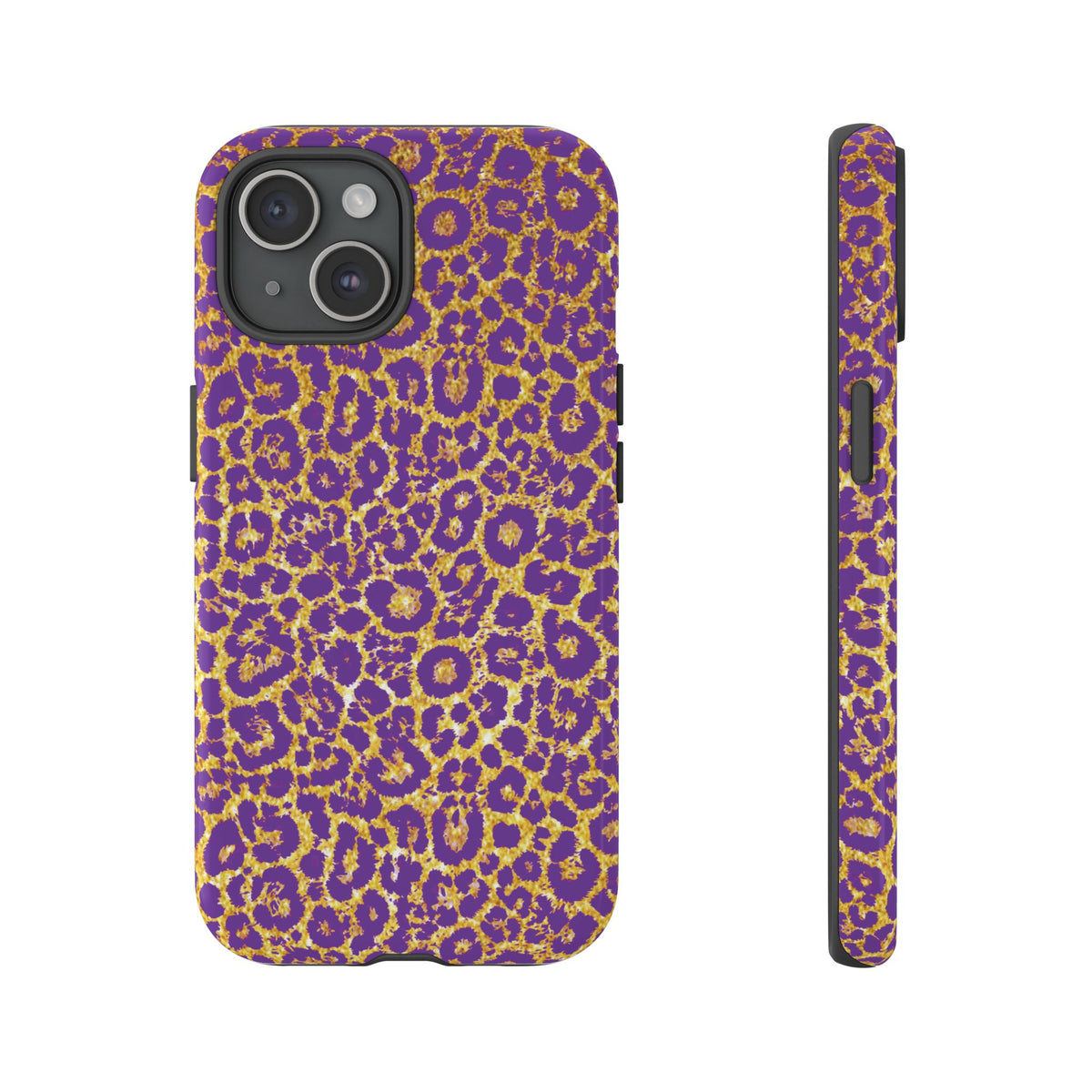 Purple Gold Leopard Tough Phone Case for iPhone, Galaxy, or Google Pixel