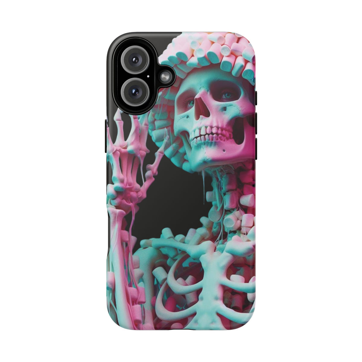 Neon Pink Skeleton (Black) Tough Phone Case for iPhone, Galaxy, or Google Pixel